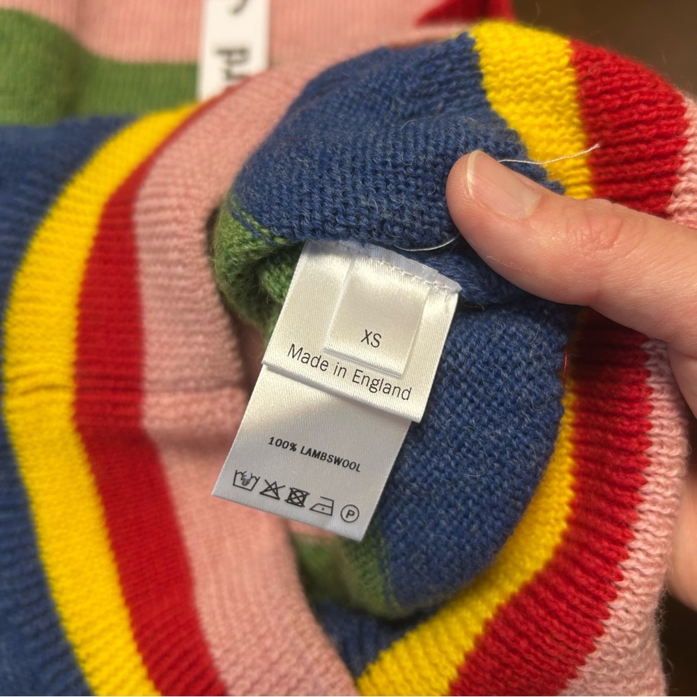 NWT Molly Goddard Blair Striped Wool Sweater Vest Size in Red Pink Blue Green XS - Picture 13 of 13